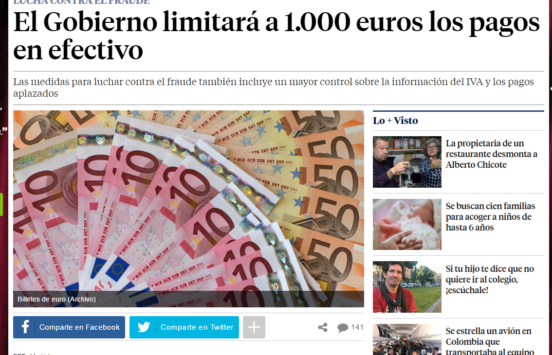 现金交易不得超过1000欧元！西班牙再次收紧现金交易额度！